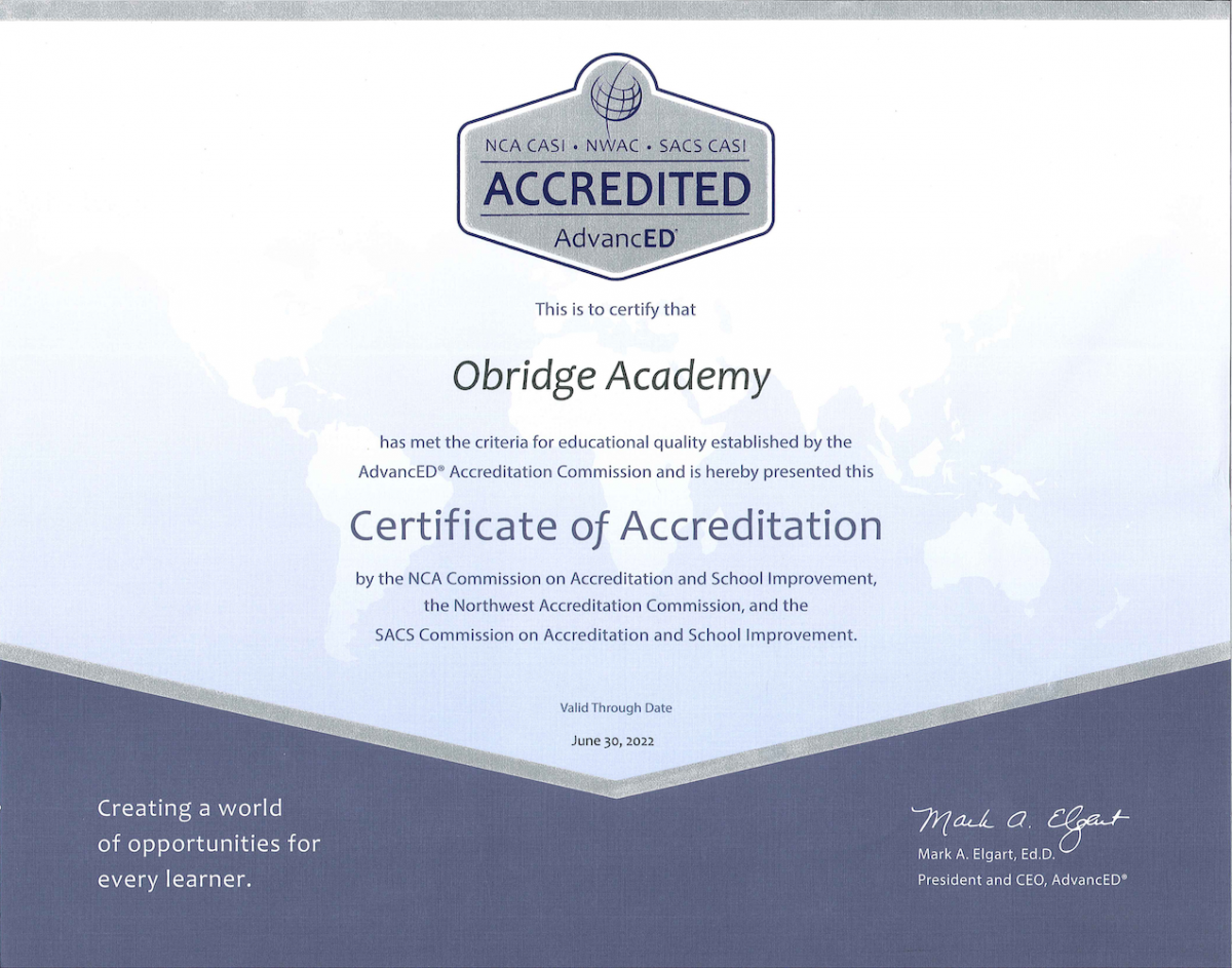 Accreditation Obridge Academy